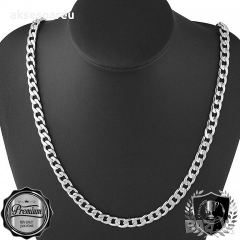 Нов Мъжки ланец синджир от неръждаема стомана колие верижка плетка панцер 60 см украшение 7 мм бижу , снимка 8 - Колиета, медальони, синджири - 38380654