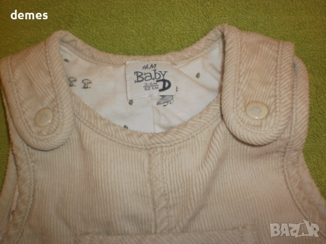 Бебешки гащеризан Н&М от кадифе, ръст 62, снимка 6 - Панталони и долнища за бебе - 52014305