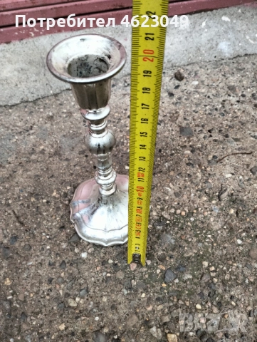 Посребрен свещник с маркировка, снимка 2 - Антикварни и старинни предмети - 52366194