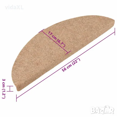 vidaXL Самозалепващи стелки за стълби, 15 бр, 56x17x3 см, бежови, снимка 9 - Изтривалки - 56145981