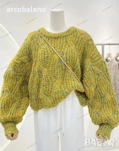 Дамски свободен пуловер с кръгло деколте с усукана колекция, 3цвята , снимка 3 - Блузи с дълъг ръкав и пуловери - 47980383