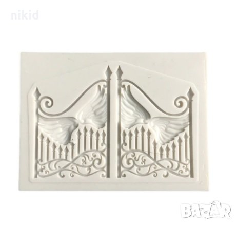 Порта врата врати с крилца ограда силиконов молд форма за декорация торта фондан, снимка 2 - Форми - 31318939