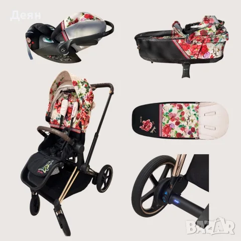  Бебешка количка Cybex Platinum E Priam 4 Rose Gold Spring Blossom Light