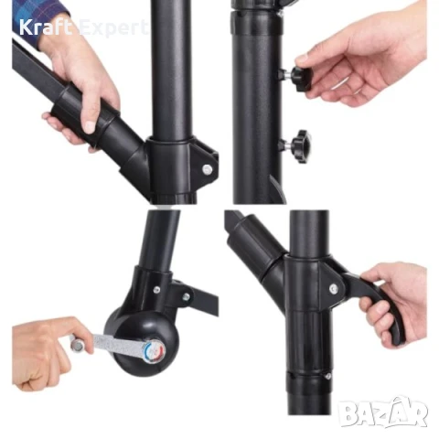 Градински Чадър с Регулируем Ъгъл и UV Защита – Ø300 см, 8 Ребра, снимка 6 - Градински мебели, декорация  - 51206161