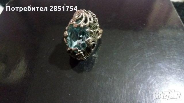 Старинен посребрен пръстен с опал , снимка 3 - Антикварни и старинни предмети - 31473843