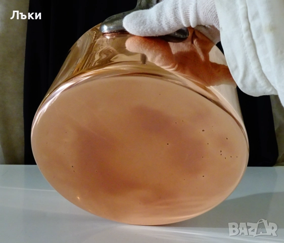 Медна тенджера,тиган,4 л. ,чиста червена мед. , снимка 8 - Антикварни и старинни предмети - 52595178