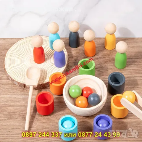 Дървен детски комплект монтесори - КОД 4307, снимка 6 - Образователни игри - 49151199