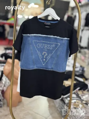 Памучни дамски тениски с деним Два цвята , снимка 2 - Тениски - 49856544