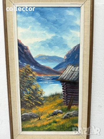 Рисуван маслен пейзаж / картина №7457, снимка 2 - Антикварни и старинни предмети - 51987260