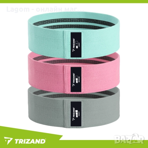 Комплект ластици за тренировка – 3 броя еластични ленти, 3 нива на съпротивление Trizand, снимка 4 - Фитнес уреди - 52689088