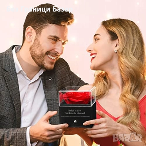 Нова Вечна истинска роза в кутия – подарък за нея, 100 езика „Обичам те“, снимка 4 - Романтични подаръци - 52544522