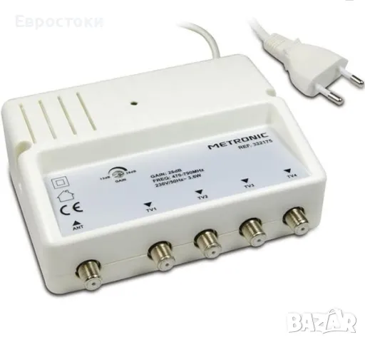 Усилвател на сигнала METRONIC 332175, 4-лентов усилвател за телевизионна антена с 4G/5G съвместимост