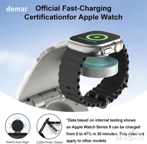 Безжична станция за зареждане AC Island 5 в 1, зарядно устройство Mag-Safe, титаниево сиво, снимка 4 - Безжични зарядни - 48837606