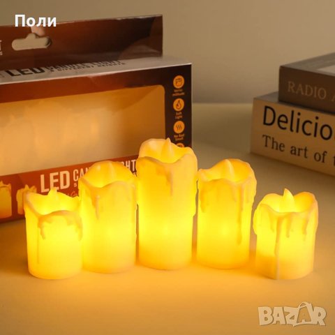 Комплект от 5 бездимни LED чаени свещи, снимка 2 - Декорация за дома - 42910927