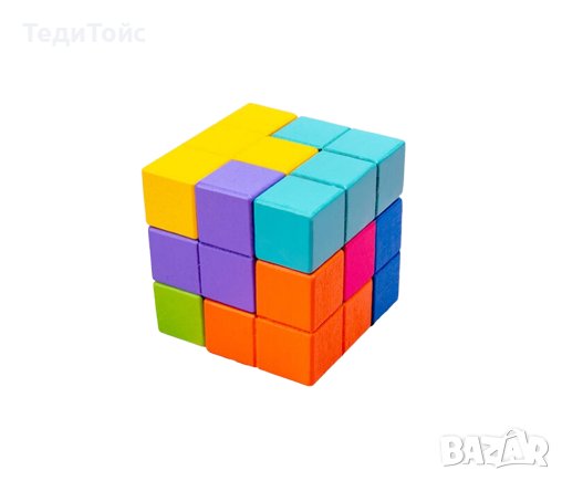 Дървено кубче 3D, снимка 1 - Образователни игри - 42444469