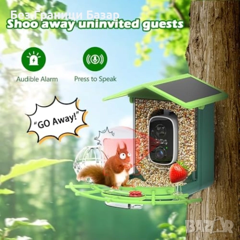 Нова Соларна камера хранилка за птици 4MP WiFi AI нощно виждане за дом, снимка 4 - Други стоки за дома - 51583964