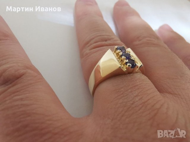 Златен пръстен с лилав аметист , снимка 10 - Пръстени - 30283686