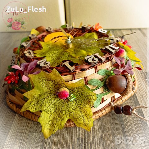 НАМАЛЕН !!! Часовник с есенна декорация , снимка 3 - Стенни часовници - 42905009