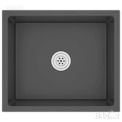 vidaXL Ръчно изработена кухненска мивка, черна, неръждаема стомана（SKU: 51503）