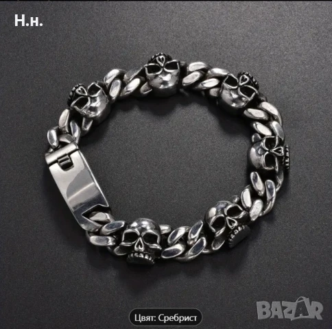 Масивна гривна с черепи, снимка 2 - Гривни - 50717188