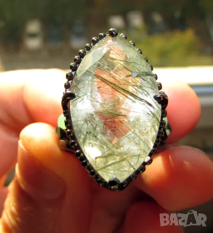 925 сребърен пръстен с рутилов кварц 22 карата, тегло 9.8гр.