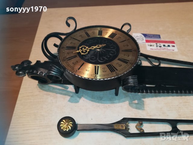 часовник с махало от ковано желязо-70х20см-внос швеицария, снимка 13 - Колекции - 30143549