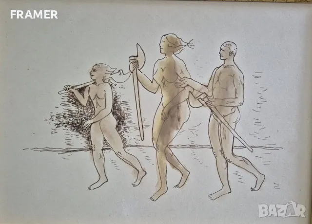 Димитър Казаков 1933-1992 НЕРОН със Семейството си 1960те год. уникална картина, снимка 2 - Картини - 48274095