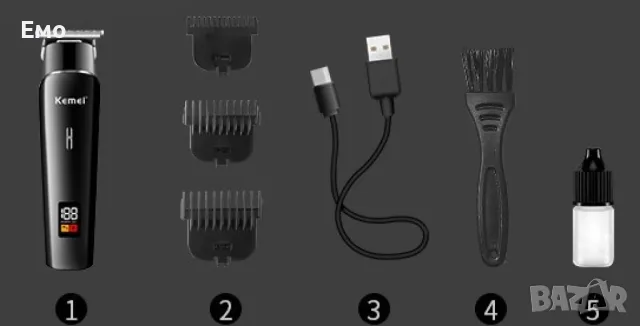 Безжична машинка за подстригване Kemei с LED дисплей, снимка 7 - Машинки за подстригване - 48267719