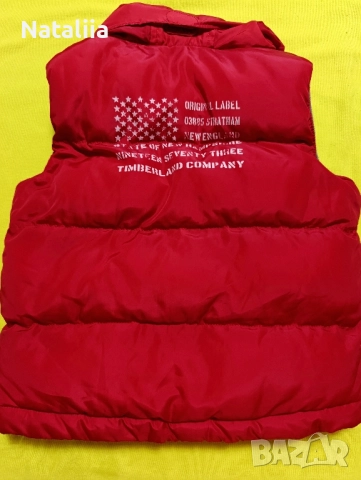 Оригинална жилетка Timberland – 9 месеца / 71 см, червена с топла подплата, снимка 7 - Жилетки и елечета за бебе - 51824473