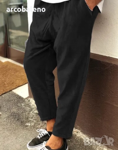 Мъжки кадифени широки ежедневни прави изрязани панталони, 4цвята , снимка 2 - Панталони - 45659359