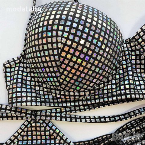 РАЗПРОДАЖБА НА БАНСКИ/Бански с твърда чашка сребрист и бял  цвят (С,М,Л), снимка 3 - Бански костюми - 31757389