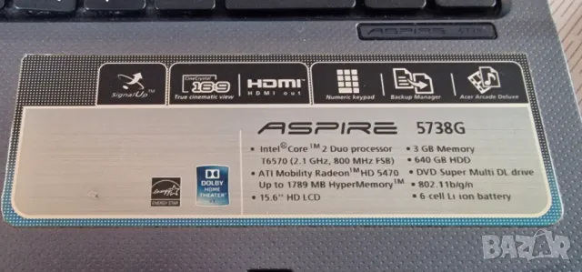 Отличен Acer Aspire 5738G 15,6” 8 GB Ram HDMI, снимка 6 - Лаптопи за дома - 48102446