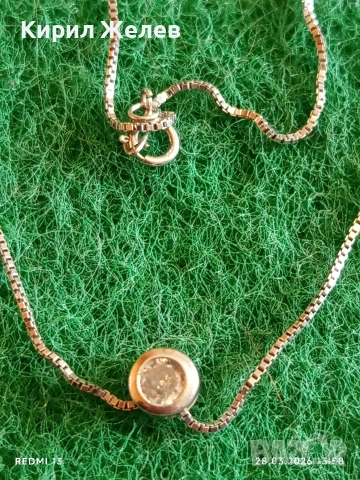 Сребърен синджир с кристал подходящ аксесоар за ежедневието 41216, снимка 6 - Колиета, медальони, синджири - 54006105