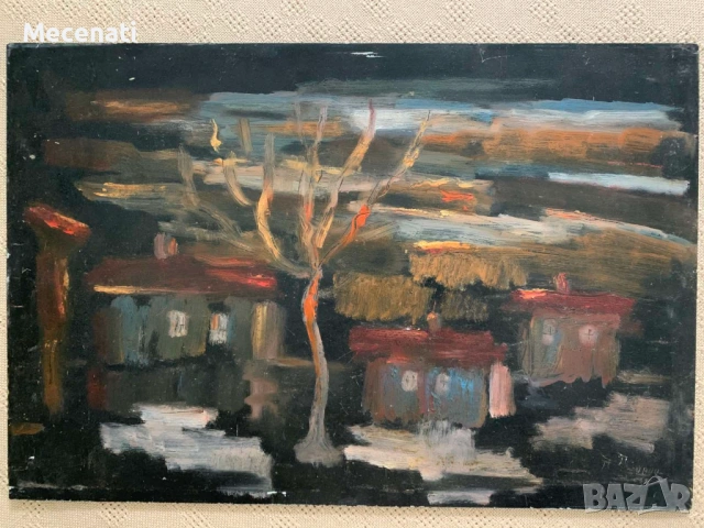 ПЕТЪР ПЕНЧЕВ масло абстракт пейзаж, снимка 3 - Картини - 53099722