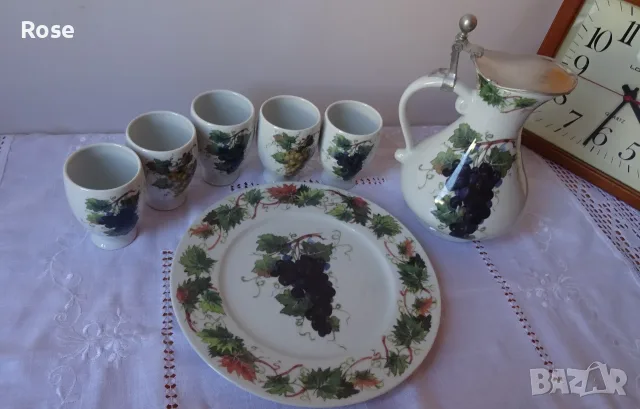 Немски порцеланов сервиз за вино Dr. Merkle Atelier, ръчна декорация , снимка 6 - Сервизи - 55809834