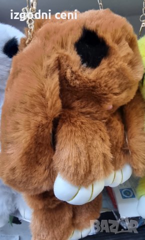 Тъмно бежава чанта зайче от изкуствен косъм , снимка 1