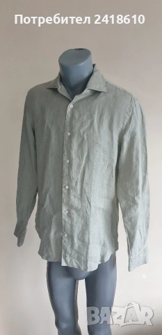 Boggi Milano Len/ Лен Regular Fit Mens Size M ОРИГИНАЛ! Мъжка Ленена Риза., снимка 13 - Ризи - 53709252