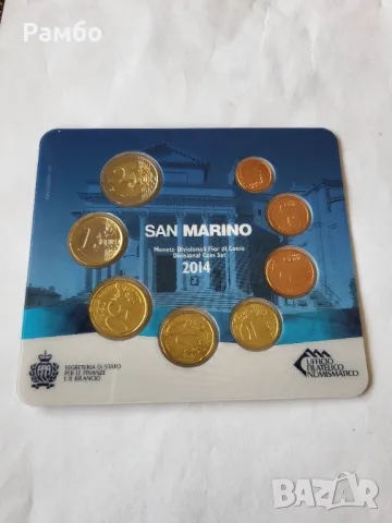 Сан Марино, Комплект 1 ct. - 2 евро, монетна карта, 2014 г., Рим, MS, снимка 3 - Антикварни и старинни предмети - 49541107