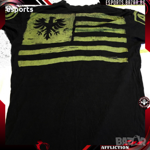 Мъжка тениска Affliction American Customs Black & Green Skull , снимка 1 - Тениски - 25975809