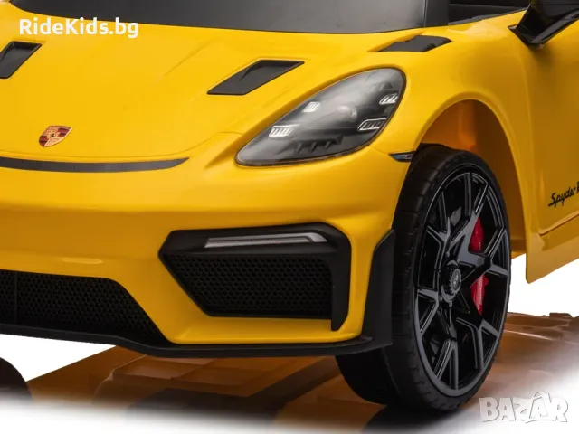 Porsche Spyder RS 12V – Детска акумулаторна кола, Жълта, EVA гуми, снимка 5 - Детски велосипеди, триколки и коли - 49731246