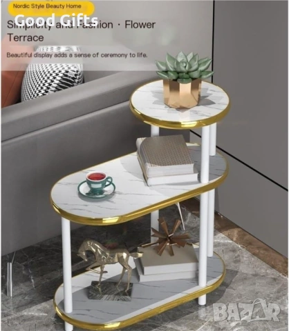 Триетажна Мраморна помощна Масичка – Компактният Органайзер за Всеки Дом, снимка 6 - Други стоки за дома - 53286194