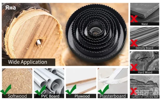 Промоция: Комплект триони за дупки за дърво, гиспокартон 16 Части от 19 mm до 127 mm, снимка 5 - Други инструменти - 48045374