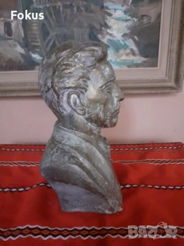 Страхотен бюст на Васил Левски от лят бетон с цвят бронз, снимка 6 - Антикварни и старинни предмети - 52528088