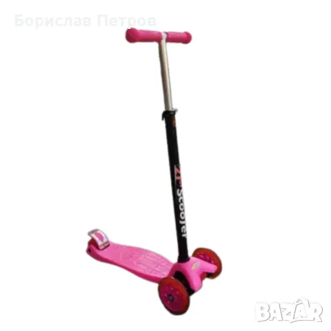 Детска сгъваема тротинетка 21st Scooter със светещи силиконови колела, розова, снимка 6 - Скутери и тротинетки - 55973483