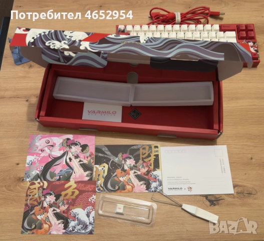 Клавиатура Ducky x Varmilo Miya Koi 65%, Cherry MX Silent Red, снимка 6 - Клавиатури и мишки - 52435790