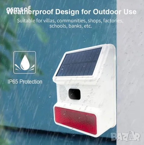 Безжична соларна сирена за алармени системи на 433mhz Tuya, Smartlife, снимка 2 - Други - 47534653