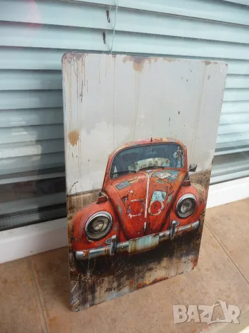 Метална табела кола volkswagen beetle бръмбар костенурка лепенки ръжда готин, снимка 2 - Декорация за дома - 50114545