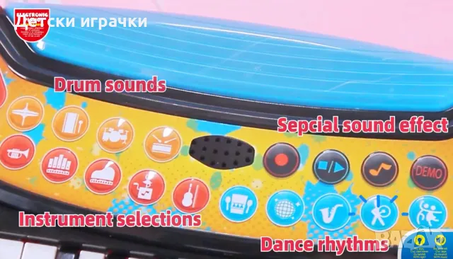 Детско пиано със столче и микрофон, 37 клавиша , снимка 11 - Музикални играчки - 48696398