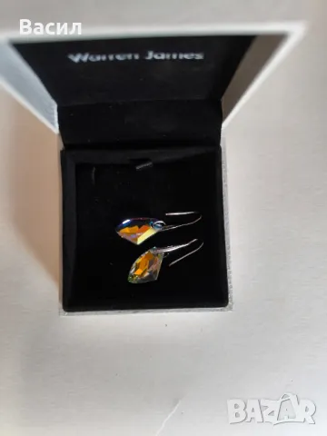 сребърни обеци с кристали Сваровски , снимка 6 - Обеци - 47972024