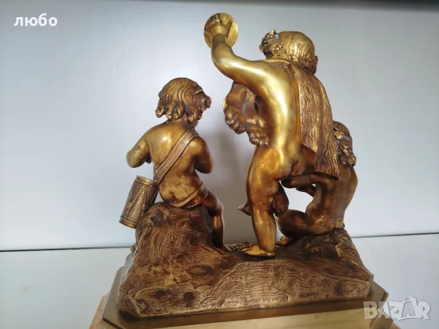 БРОНЗОВА СКУЛПТУРА 19-ВЕК Франция ДЕЦА МУЗИКАНТИ ВЪВ ПОЗЛАТА , снимка 16 - Антикварни и старинни предмети - 49271493